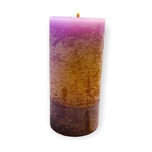 ‎Handcrafted Timber Scented Candle (Purple/Gold)